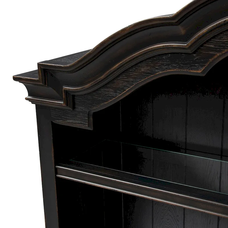 Chesapeake Wire Brushed Antique Black Credenza Hutch