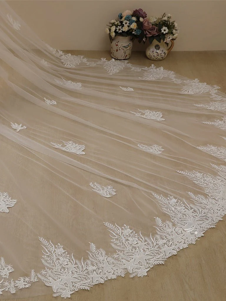 Starfish Lace Cathedral Veil Bridal Veil Wedding Veil