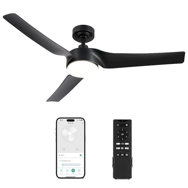Modern 52  Smart Ceiling Fan with Dimmable Light Kit & Remote