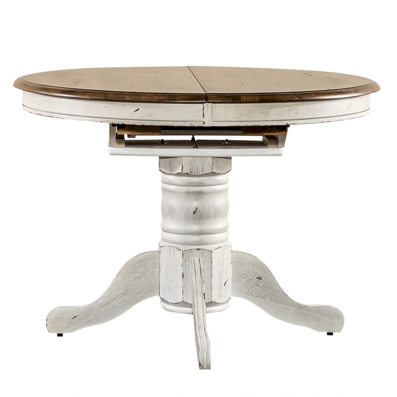 Carolina Crossing Antique Honey White Pedestal Table Set