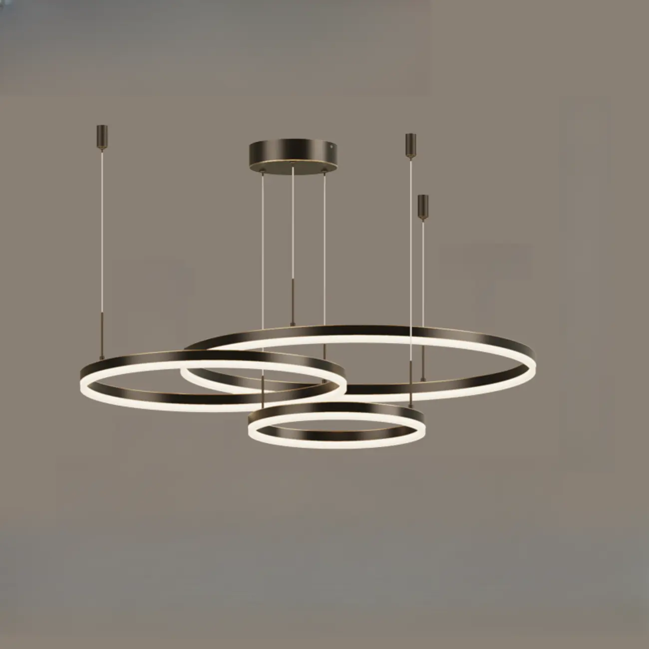 Modern Gold Multi-Circle Tiered Metal Ring LED Chandelier