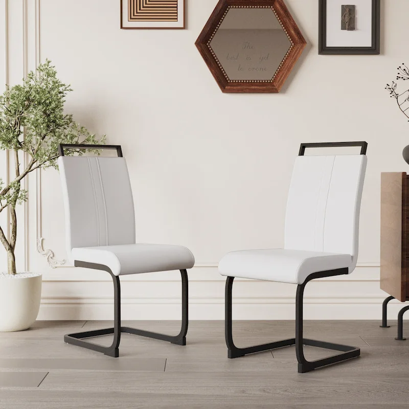 High Back Upholstered Side Chair with C-shaped Tube