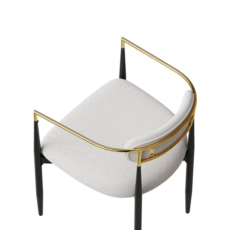 Set of 2 Dining Chairs with Teddy Velvet Upholstery and Metal Legs