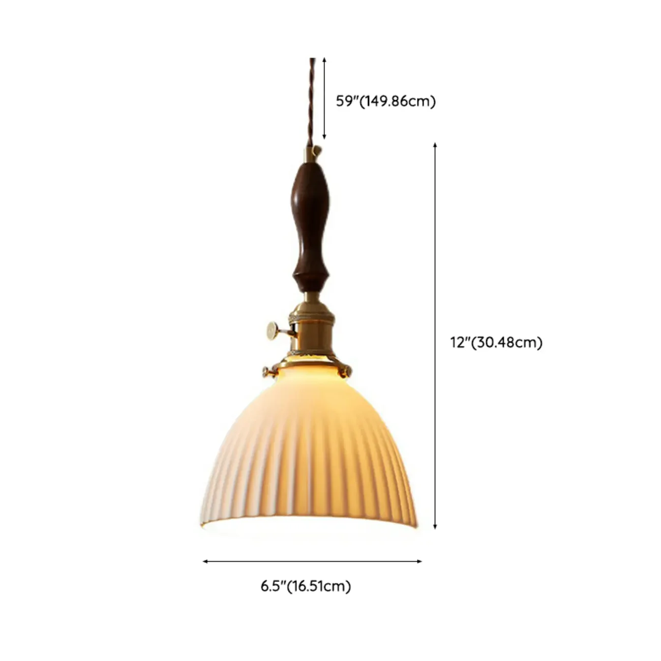 Classic White Brass Ceramic Dome Pendant Light