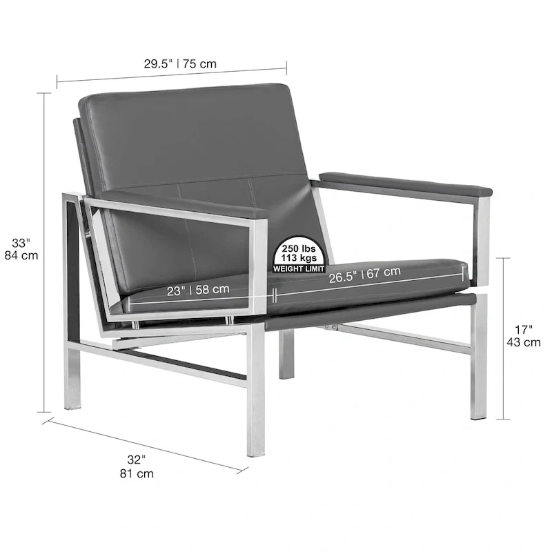 Strick & Bolton Regina Metal and Bonded Leather Mid Century Accent Chair