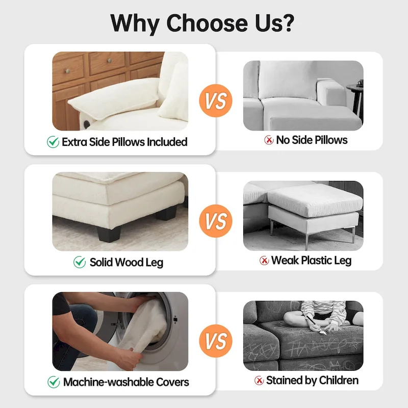 Modular Sectional Sofa with Ottoman and Deep Seat Sleeper