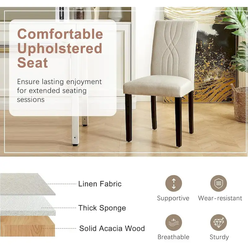 Upholstered Dining Chairs Set of 2/4/6, Fabric Dining Room Kitchen Side Chair, Parson Dining Chairs