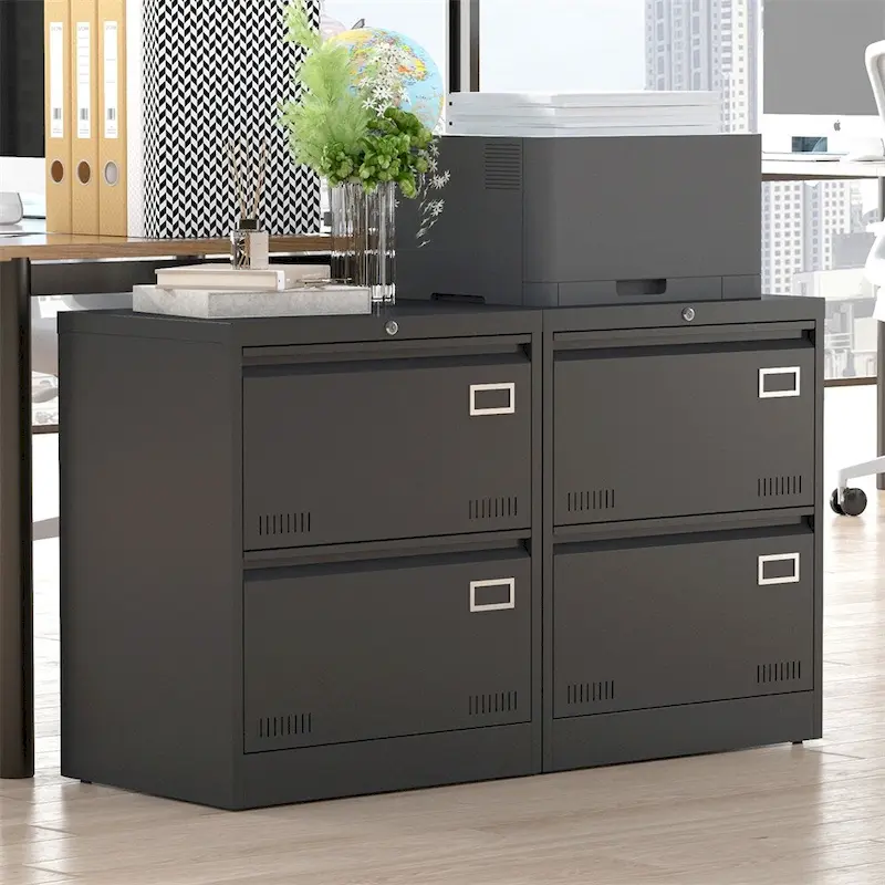 2 Drawer Metal Lateral File Cabinet with Lock