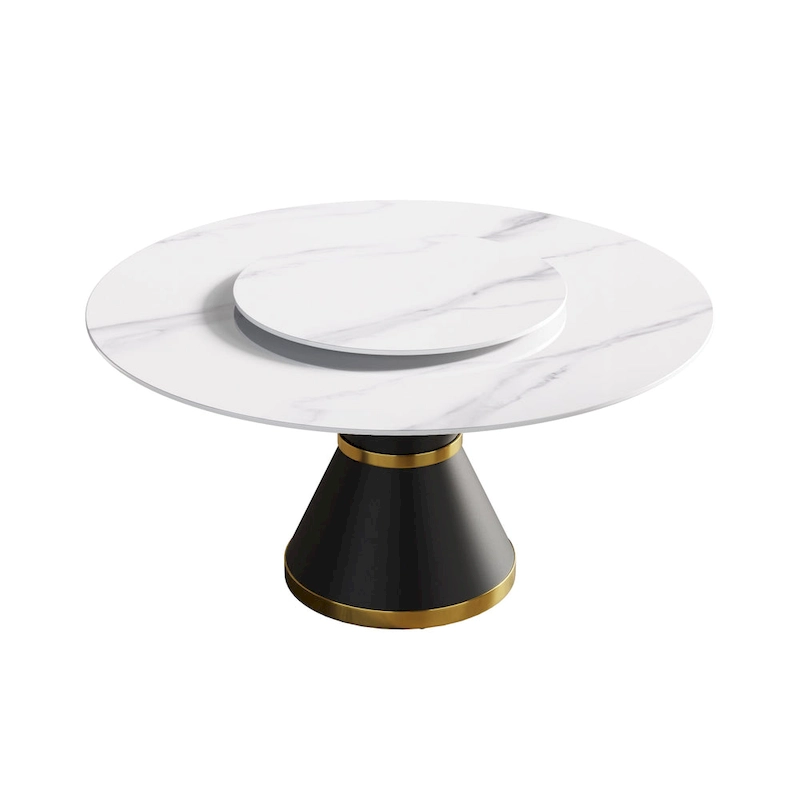 59 Modern Marble Dining Table Round Dining Table with Lazy Susan
