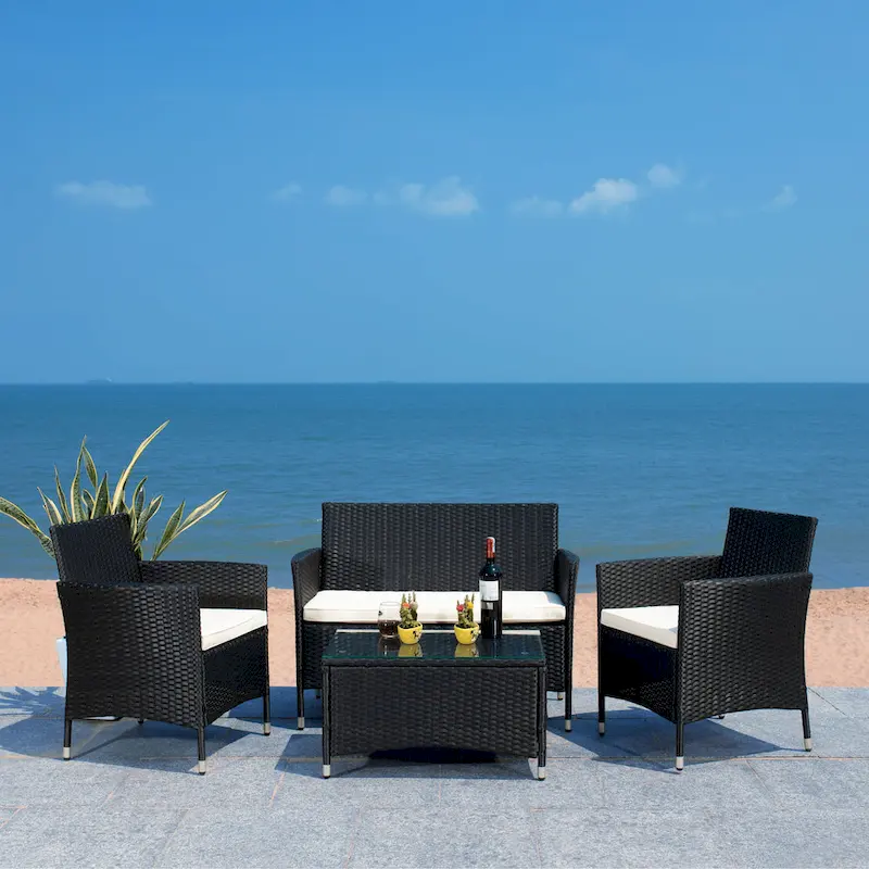 SAFAVIEH Outdoor Bandele 4-Piece Conversation Patio Set - 41W x 23D x 31H