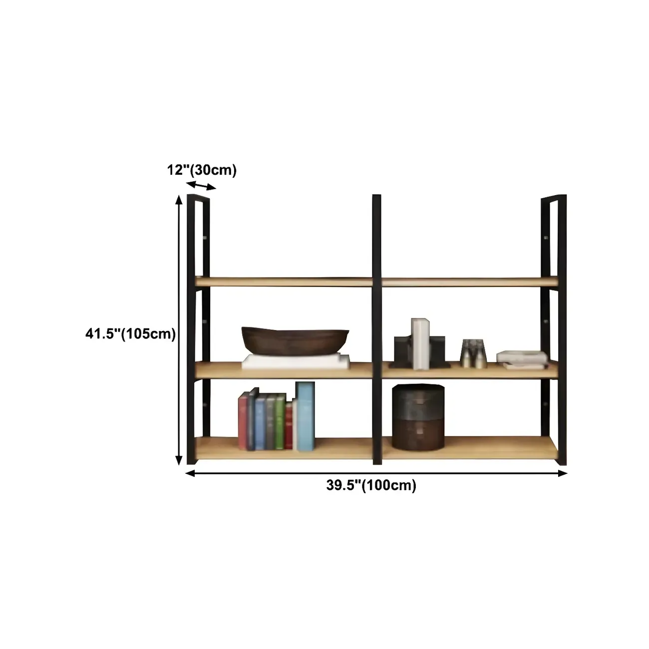 Industrial Wall-Mounted 3-Tier Wood Display Shelf