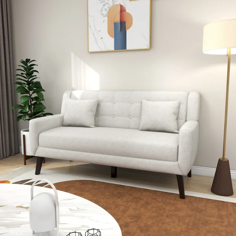 Linen Modern Tufted Loveseat Upholstered Sofa