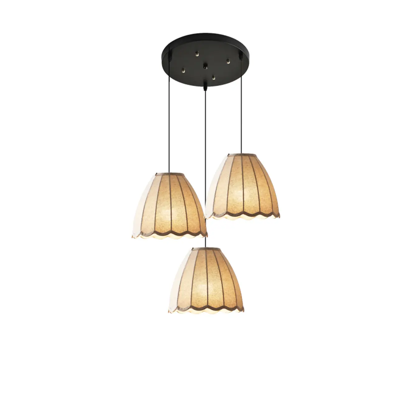 Beige Bell Shaped Fabric Pendant Light Hanging Fixture