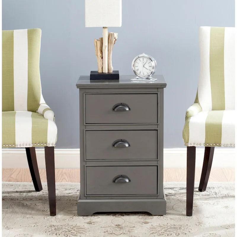 SAFAVIEH Claudine Grey 3-Drawer Storage Side Table - 17.7 x 13.8 x 26.8 - 18Wx14Dx26H