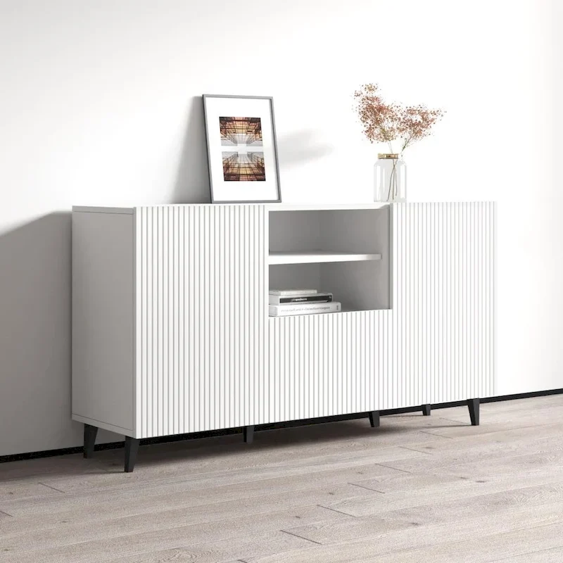 Matte Contemporary Sideboard - Modern Storage Cabinet for Living Room