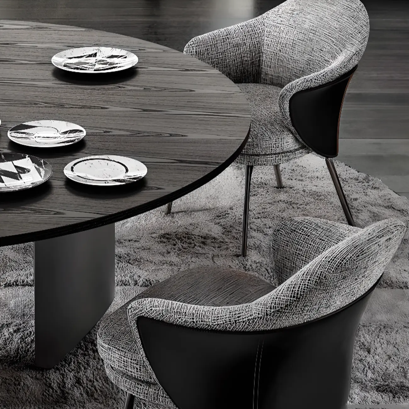 Modern Cotton Upholstered Leather Fabric Dining Room Chair