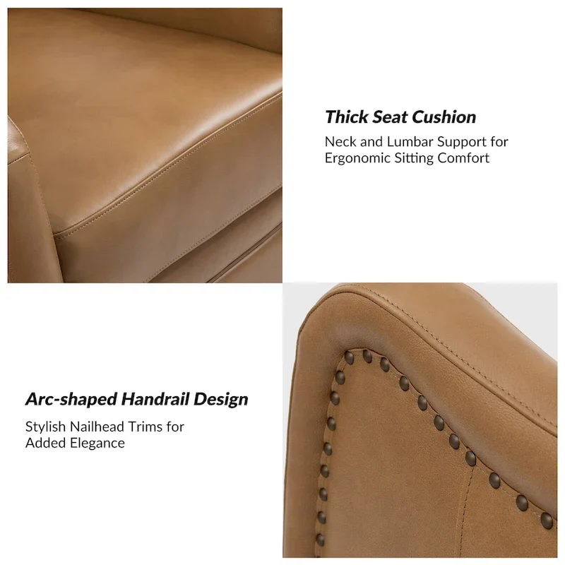 FrancoModern Genuine Leather Swivel Rocker Recliner with Nailhead Trims Sets of 2 by HULALA HOME