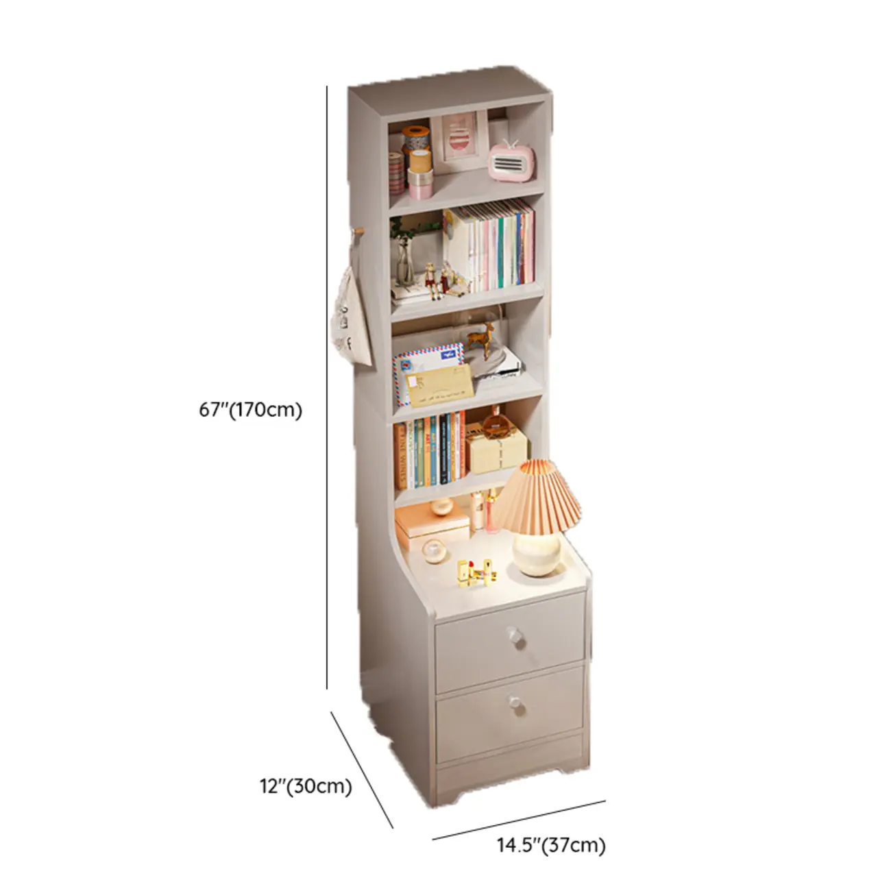 Simple White Natural Wood 2-Drawer Nightstand