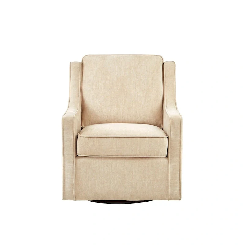 Cream Chenille Swivel Lounge Chair, Set of 2