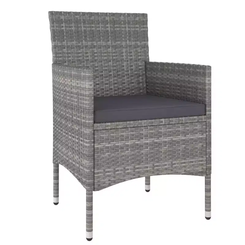 vidaXL Bistro Set Patio Table and Chair Set Poly Rattan and Tempered Glass