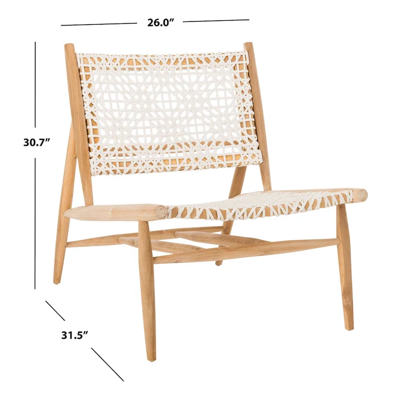 White Leather Woven Accent Chair - Single Seat