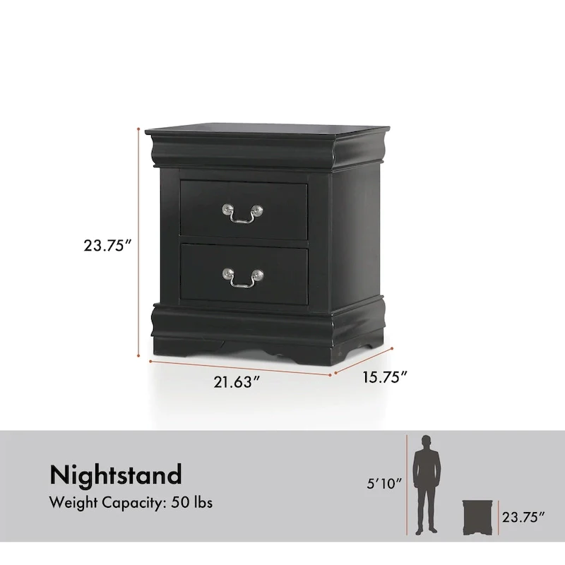 Furniture of America Devi Traditional 3-Piece Solid Wood Nightstand and Dresser Set