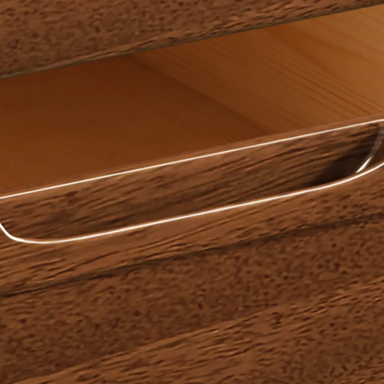 Freestanding Mid-Century Brown Solid Wood Cabinet with Drawers