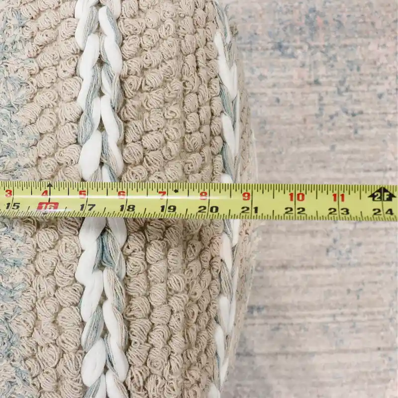 Pasargad Home Grandcanyon Braided Cotton Pouf, 20 Beige