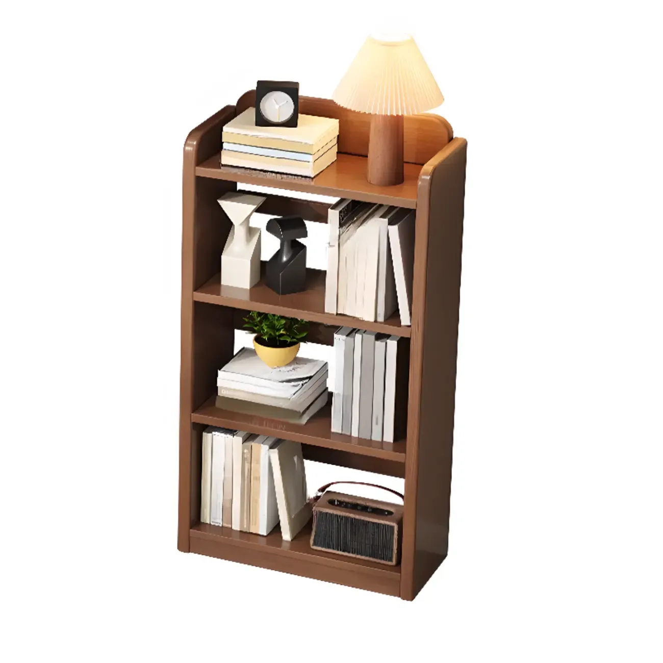 Rectangle Multi-Shelf Open Back Brown Wood Bookcase