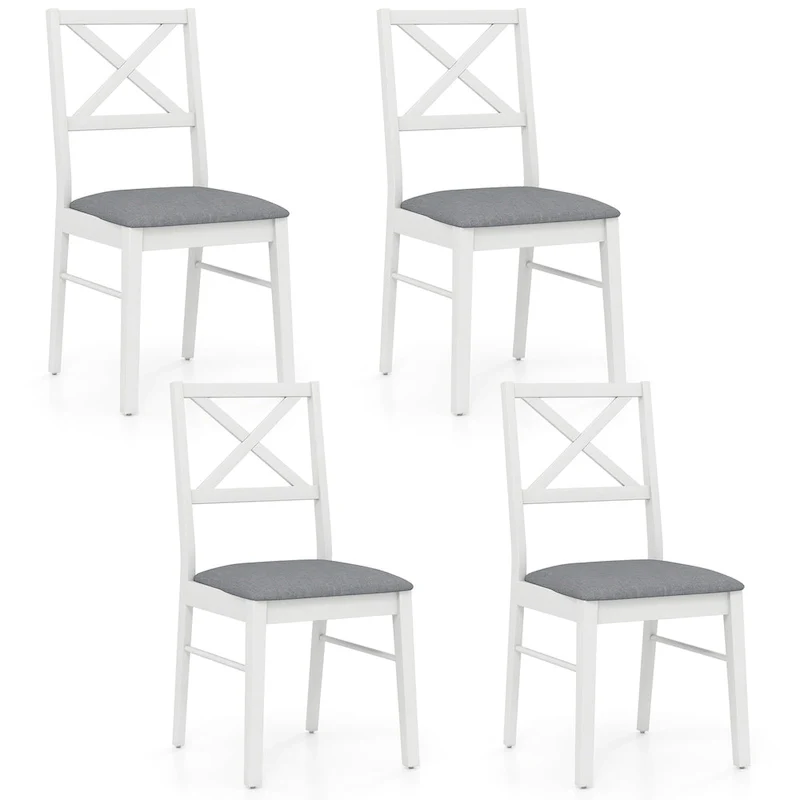 Dining Chairs Set of 4 Upholstered Kitchen Side Chairs with Rubber Wood
