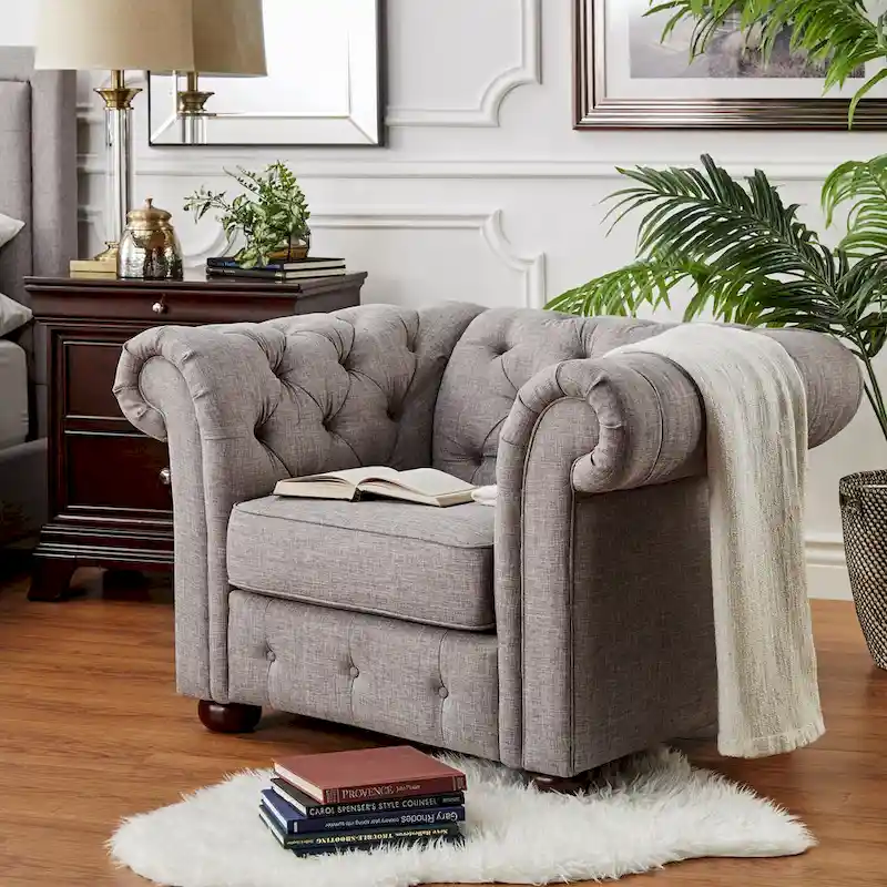 Gdansk Tufted Scroll Arm Chesterfield Chair