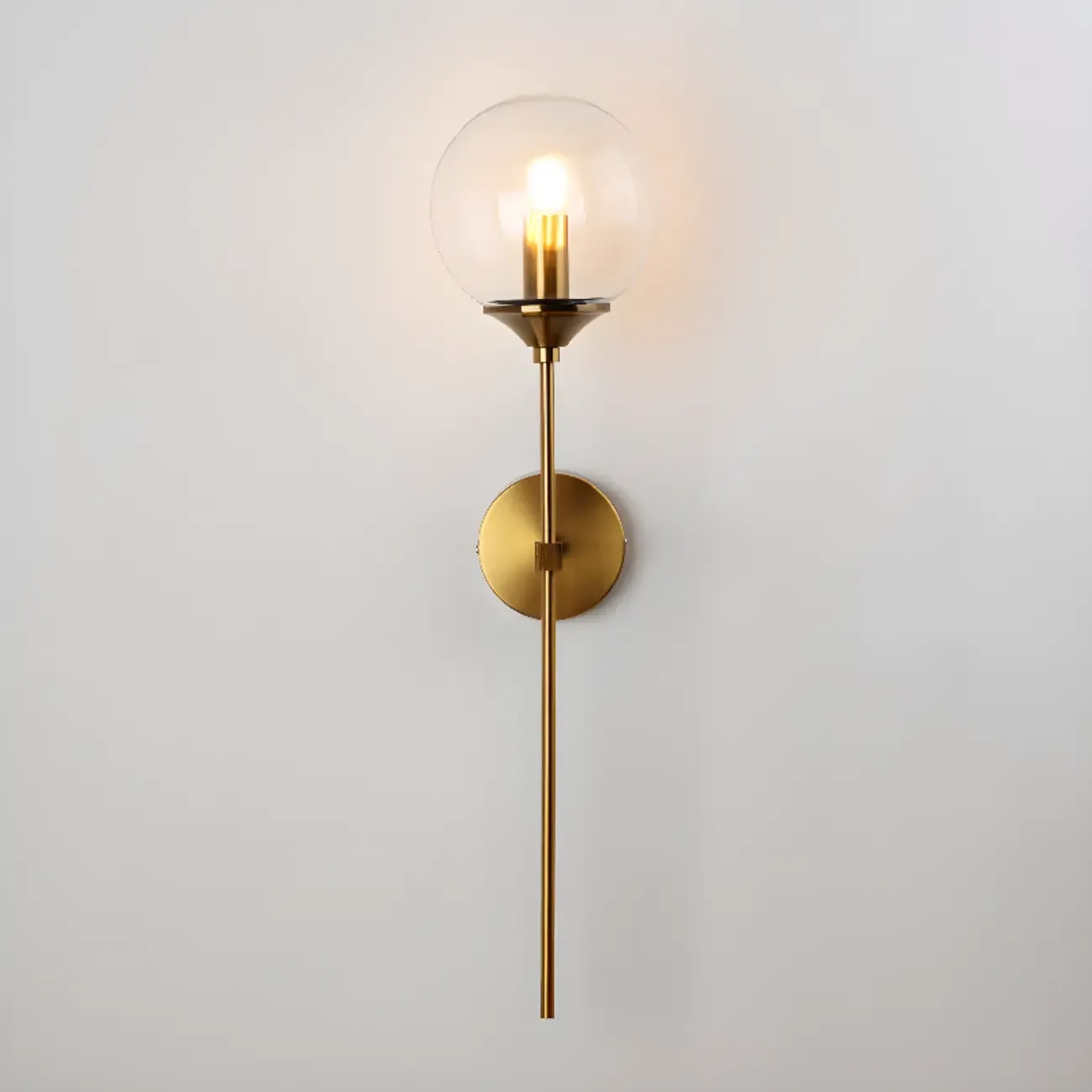 Modern Grey Glass Globe Metal Wall Sconce