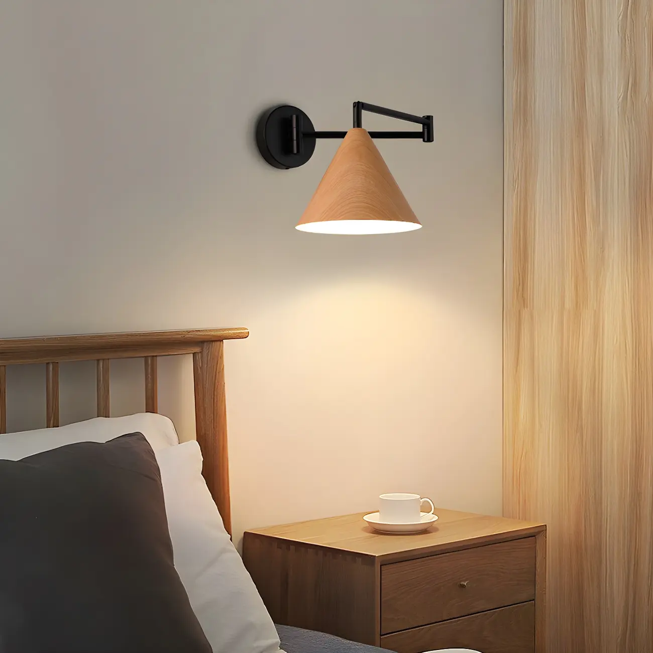 Modern Metal Black Cone Swing Arm Wall Light