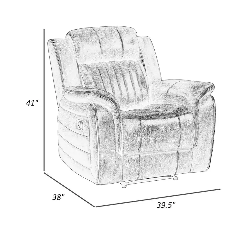 Bento 38 Inch Manual Recliner Chair, Tab Pull, Brownish Gray Microfiber