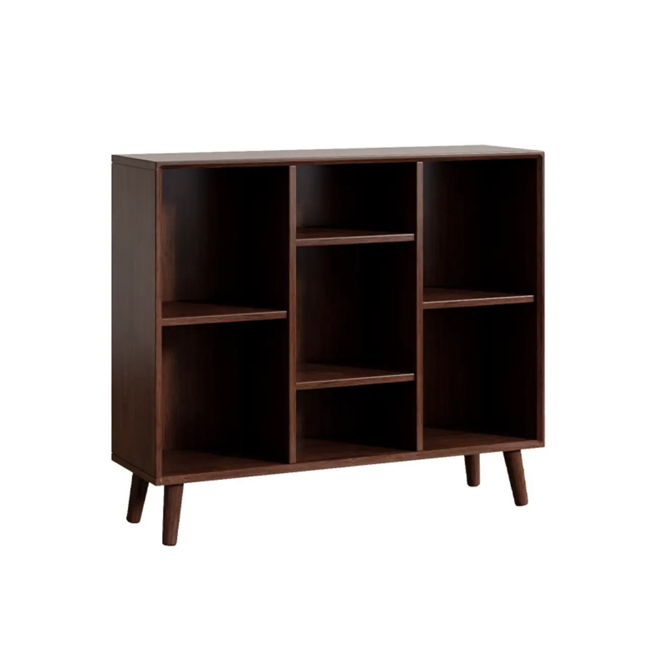 Modern Black Rubberwood Open Rectangle Bookcase
