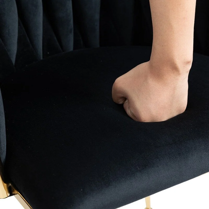 SEYNAR Modern Glam Velvet Dining Side Chair Set of 2 with Gold Metal Frame