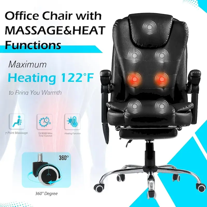 AECOJOY Heated Executive Office Chair w/ Massage &Adjustable Height