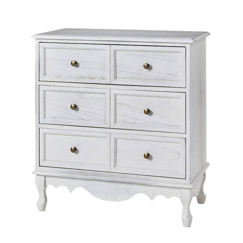 Distressed Farmhouse 3-Drawer Nightstand with Charging Station