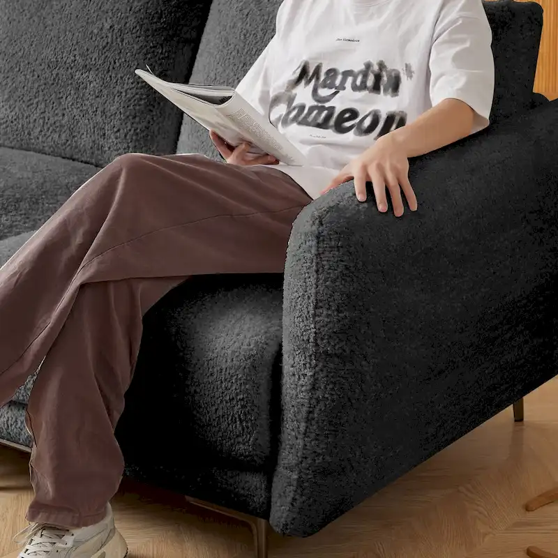 Convertible Sectional Sofa Couch, 3 Seat L-Shaped Sofa with Lamb Fabric