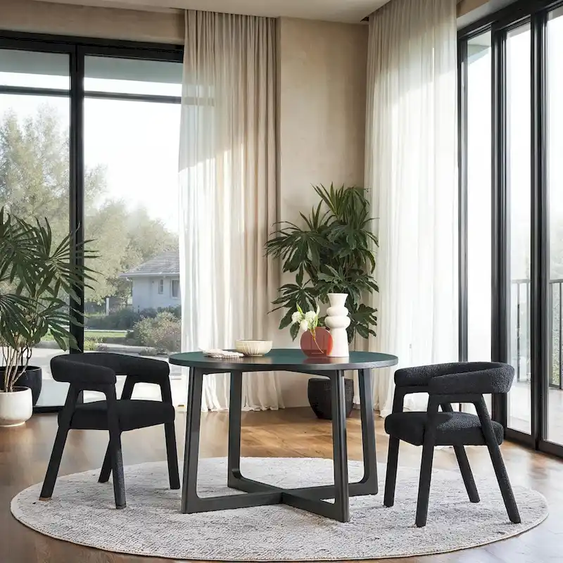 Middlebrook Modern Round Solid Wood Dining Table With Geometric Legs