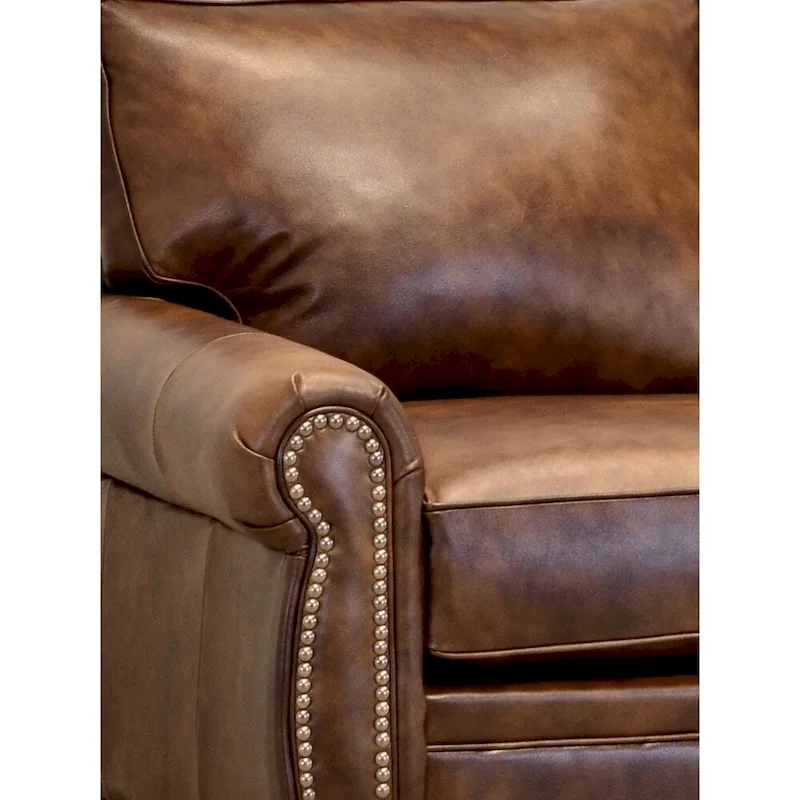 Made in USA Cabot Brown Top Grain Leather Sofa and Loveseat Set