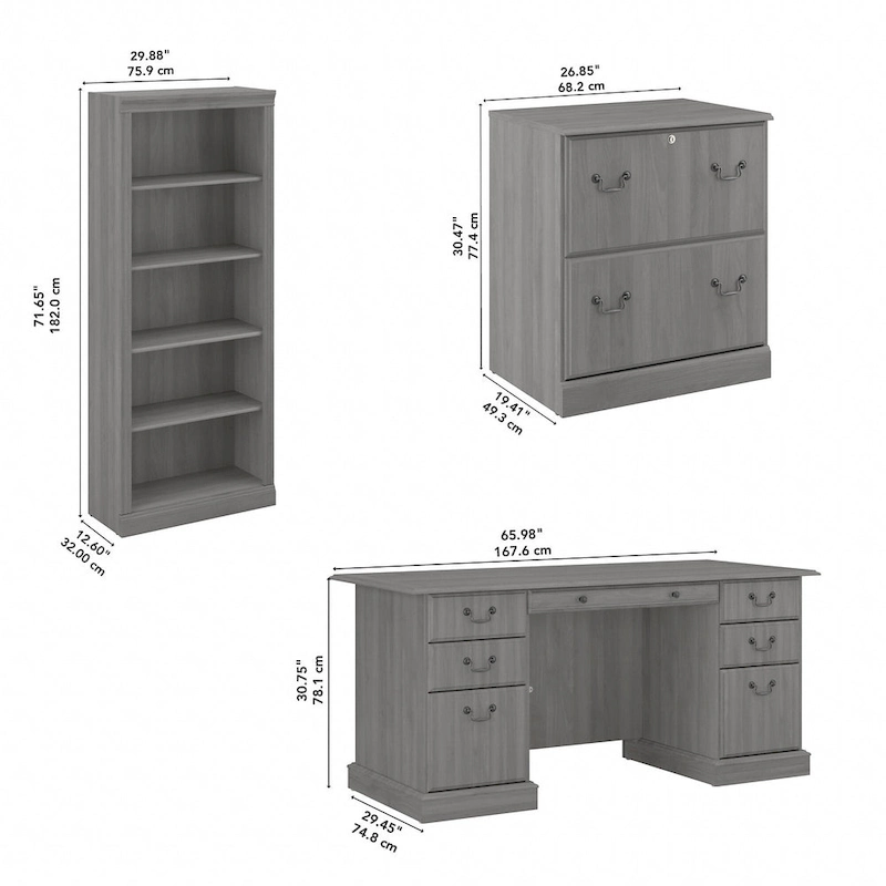 Saratoga Executive Desk, File Cabinet and Bookcases by Bush Furniture