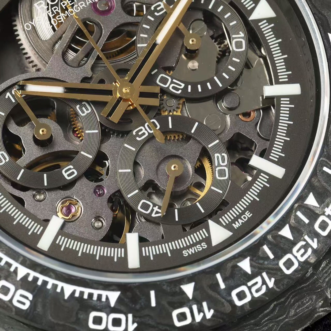 Macro shot of skeleton movement showing gears and jewels