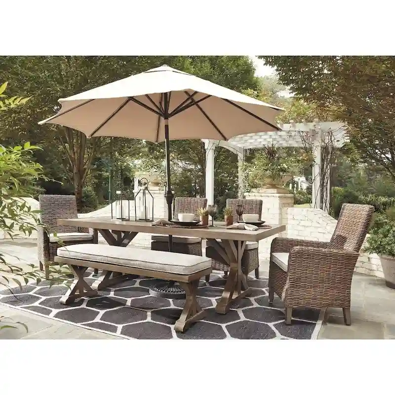 Signature Design by Ashley Beachcroft Porcelain/ Aluminum Outdoor Dining Table - 84.25