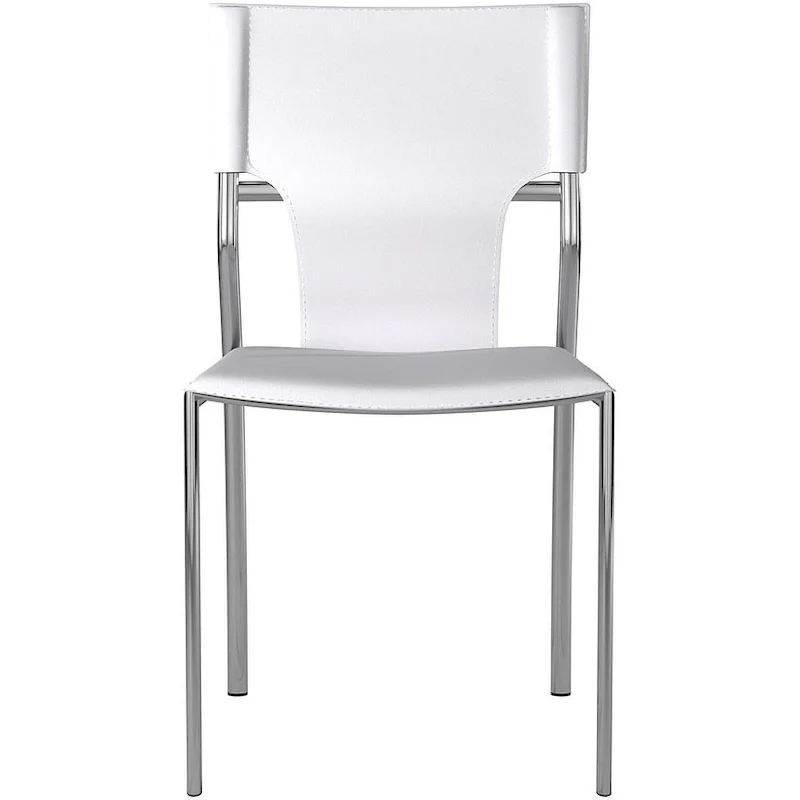 Dining Leather with Protective Coating Chair, Chrome Legs, Set of 4