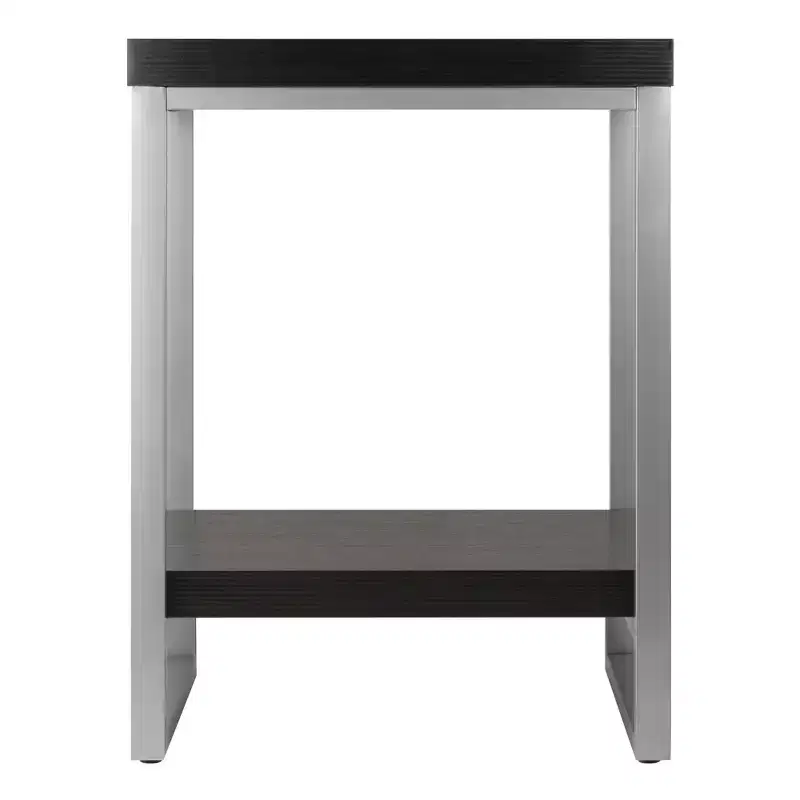Jared End Table, Enamel Steel Tube - Dark Espresso - Winsome: 24" High, Contemporary Style, Printer Stand, Metal Frame