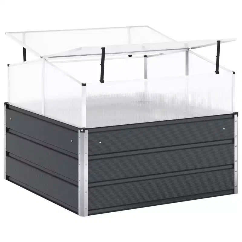 vidaXL Planter Anthracite 39.37 x 39.37 x 30.31 in Galvanised Steel