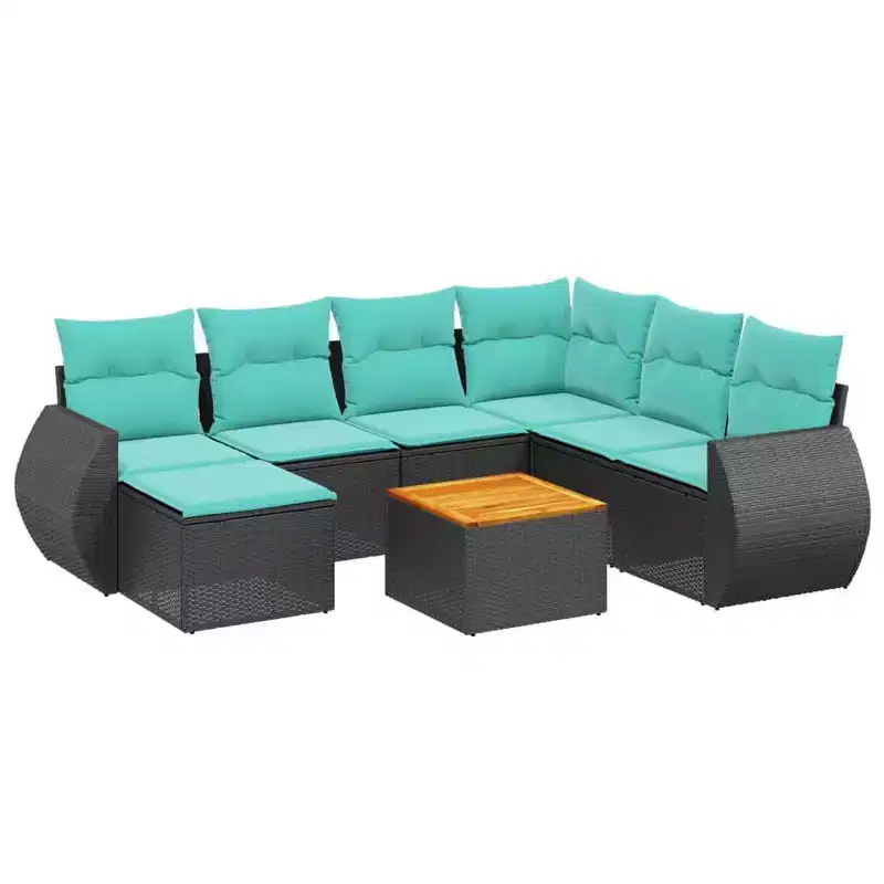 vidaXL 8 Piece Garden Sofa Set with Cushions Poly Rattan