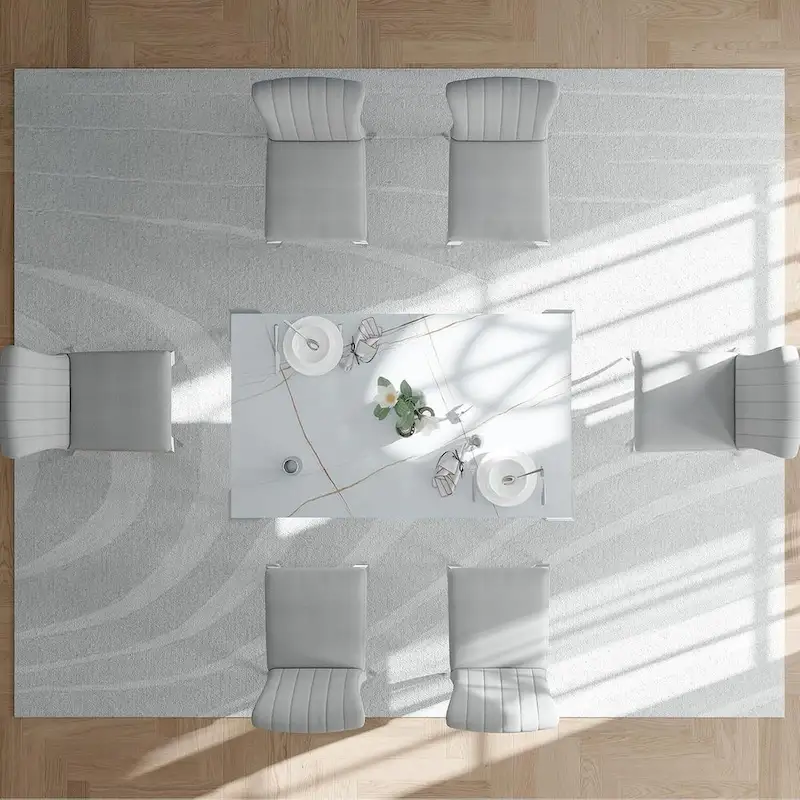 Mid Century Modern Glass Dining Table with Metal Cabriole Legs