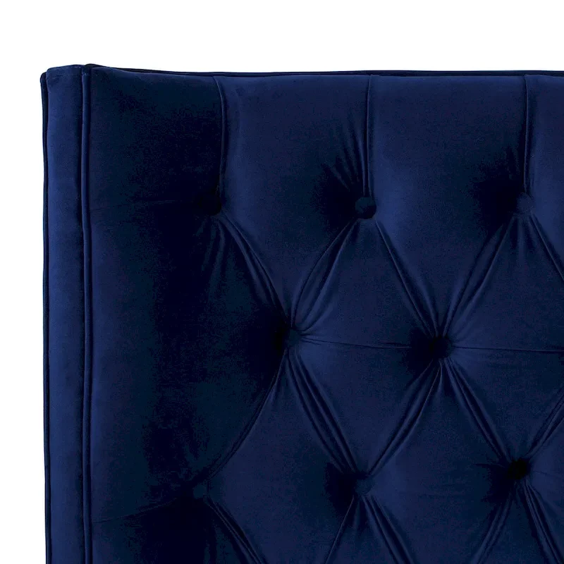 Chateau Velvet Upholstered Tufted Sheltered Panel Bed Set